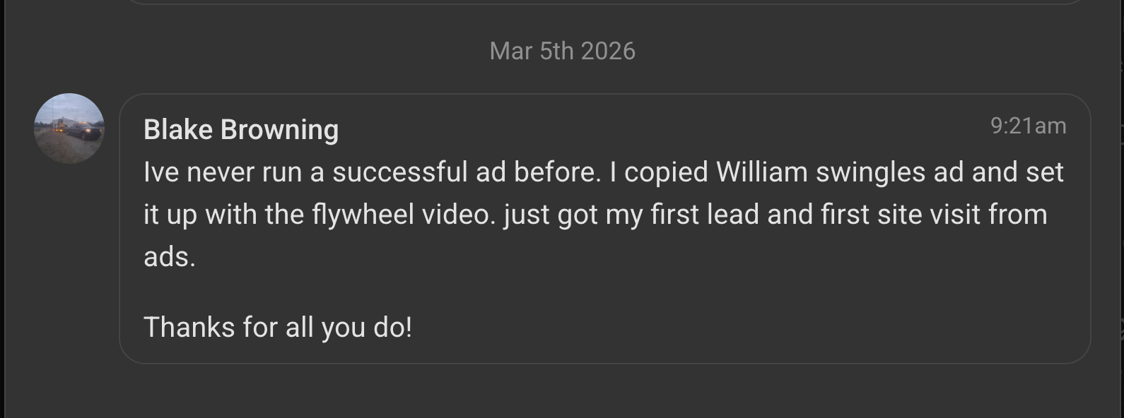 Blake Browning – first lead from ads