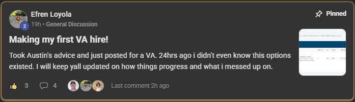 Efren Loyola – making first VA hire after taking advice