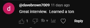 YouTube comment from an operator